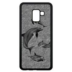 Чехол на смартфон Galaxy A8 2018, "Дельфины" Гринды Афалина Utaupia