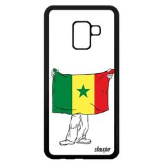 Чехол на смартфон Galaxy A8 2018, "Флаг Сенегала с руками" Путешествие Туризм Utaupia