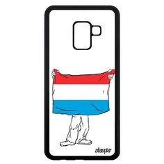 Чехол на смартфон Galaxy A8 2018, "Флаг Люксембурга с руками" Страна Патриот Utaupia