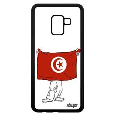 Чехол на смартфон Galaxy A8 2018, "Флаг Туниса с руками" Путешествие Страна Utaupia