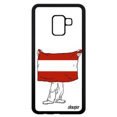 Чехол на смартфон Galaxy A8 2018, "Флаг Австрии с руками" Туризм Государственный Utaupia