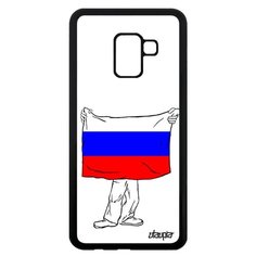 Чехол на смартфон Galaxy A8 2018, "Флаг России с руками" Страна Путешествие Utaupia