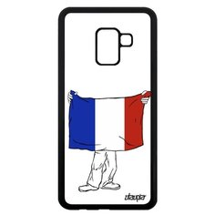 Чехол на смартфон Samsung Galaxy A8 2018, "Флаг Франции с руками" Патриот Туризм Utaupia