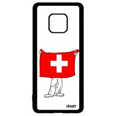 Чехол на смартфон Huawei Mate 20 Pro, "Флаг Швейцарии с руками" Туризм Государственный Utaupia