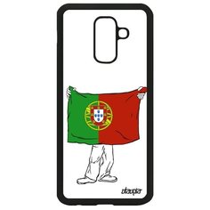 Чехол на смартфон Galaxy A6 Plus 2018, "Флаг Португалии с руками" Туризм Патриот Utaupia