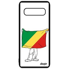 Чехол на смартфон Samsung Galaxy S10, "Флаг Конго Браззавиль с руками" Государственный Utaupia