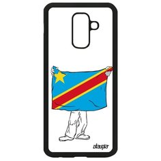 Чехол на смартфон Galaxy A6 Plus 2018, "Флаг Конго Киншаса с руками" Туризм Страна Utaupia