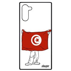 Чехол на смартфон Samsung Galaxy Note 10, "Флаг Туниса с руками" Страна Государственный Utaupia