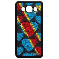Чехол на смартфон Galaxy J5 2016, "Флаг Конго Киншаса с сердцем" Государственный Туризм Utaupia