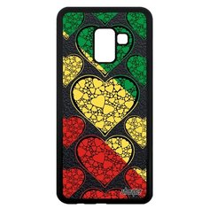 Чехол на смартфон Samsung Galaxy A8 2018, "Флаг Конго Браззавиль с сердцем" Страна Патриот Utaupia