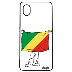 Чехол на смартфон Samsung Galaxy A01, "Флаг Конго Браззавиль с руками" Патриот Путешествие Utaupia