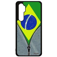 Чехол на смартфон Xiaomi Mi Note 10 Lite, "Флаг Бразилии на молнии" Путешествие Страна Utaupia