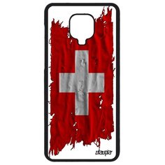 Чехол на смартфон Redmi Note 9S, "Флаг Швейцарии на ткани" Страна Государственный Utaupia