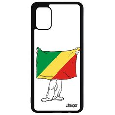 Чехол на смартфон Samsung Galaxy A51, "Флаг Конго Браззавиль с руками" Страна Путешествие Utaupia