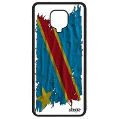 Чехол на смартфон Redmi Note 9S, "Флаг Конго Киншаса на ткани" Страна Патриот Utaupia
