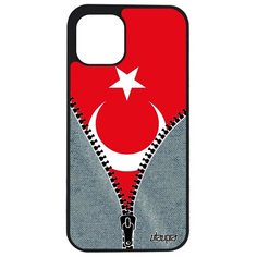 Чехол на смартфон iPhone 12, "Флаг Турции на молнии" Страна Государственный Utaupia
