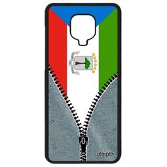 Чехол на смартфон Xiaomi Redmi Note 9S, "Флаг Гвинеи Экваториальной на молнии" Страна Utaupia