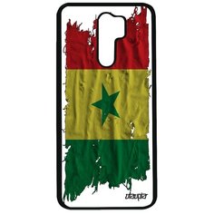 Чехол на смартфон Xiaomi Redmi 9, "Флаг Сенегала на ткани" Государственный Страна Utaupia