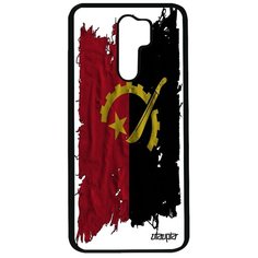 Чехол на смартфон Xiaomi Redmi 9, "Флаг Анголы на ткани" Страна Государственный Utaupia