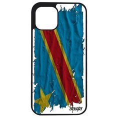 Чехол на смартфон iPhone 12 mini, "Флаг Конго Киншаса на ткани" Страна Государственный Utaupia