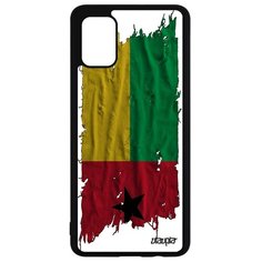 Чехол на смартфон Samsung Galaxy A51, "Флаг Гвинеи Бисау на ткани" Государственный Страна Utaupia