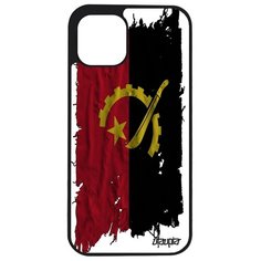 Чехол на смартфон Apple iPhone 12, "Флаг Анголы на ткани" Патриот Государственный Utaupia
