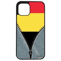 Чехол на смартфон iPhone 12 mini, "Флаг Бельгии на молнии" Туризм Патриот Utaupia