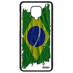 Чехол на смартфон Redmi Note 9 Pro, "Флаг Бразилии на ткани" Государственный Utaupia