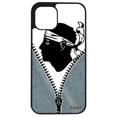 Чехол на смартфон iPhone 12 mini, "Флаг Корсики на молнии" Туризм Путешествие Utaupia