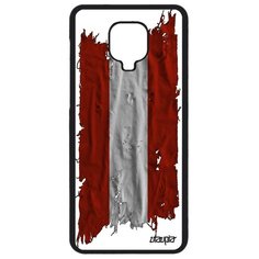 Чехол на смартфон Redmi Note 9 Pro, "Флаг Австрии на ткани" Патриот Государственный Utaupia