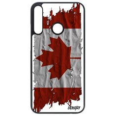Чехол на смартфон P40 Lite E, "Флаг Канады на ткани" Патриот Страна Utaupia