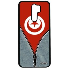 Чехол на смартфон Redmi 9, "Флаг Туниса на молнии" Туризм Страна Utaupia