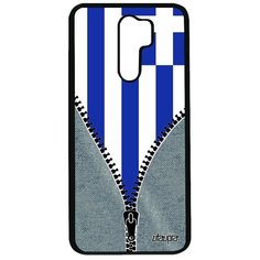 Чехол на смартфон Redmi 9, "Флаг Греции на молнии" Туризм Путешествие Utaupia