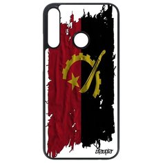 Чехол на смартфон P40 Lite E, "Флаг Анголы на ткани" Патриот Государственный Utaupia