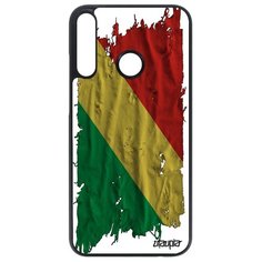 Чехол на смартфон Huawei P40 Lite E, "Флаг Конго Браззавиль на ткани" Страна Utaupia