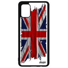Чехол на смартфон Galaxy A51, "Флаг английский на ткани" Патриот Страна Utaupia