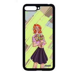 Чехол на смартфон Y6 2018, "Девушка и цветы" Аниме Букет Utaupia