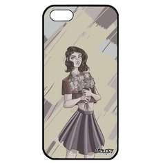 Чехол на смартфон iPhone 5 5S SE, "Девушка и цветы" Розы Аниме Utaupia