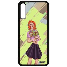 Чехол на смартфон Galaxy A70, "Девушка и цветы" Портрет Аниме Utaupia