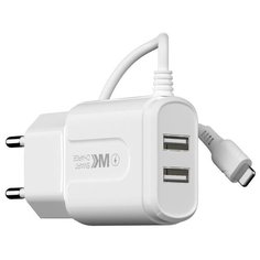 Зарядное устройство для телефона 2USB 2.4A+кабель USB-iP WK Michon WP-U71i 1m White W!K!