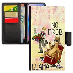 Чехол книжка на смартфон Самсунг Галакси A5 2017 уникальный дизайн No prob lama Шутка Utaupia