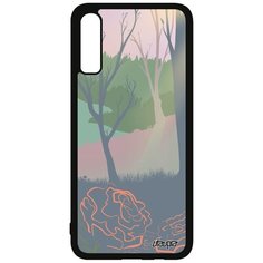 Чехол на смартфон Galaxy A70, "Лесные розы" Лес Свет Utaupia