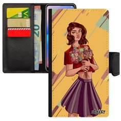 Чехол книжка на смартфон Samsung Galaxy S10e, "Девушка и цветы" Манга Аниме Utaupia