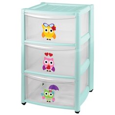 КОМОД ДЕТСКИЙ НА КОЛЕСАХ 3 ЯЩИКА (ЗЕЛЕНЫЙ) "БЫТПЛАСТ" Пластишка