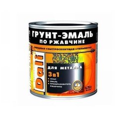 ГРУНТ- ЭМАЛЬ ПО РЖАВЧИНЕ "DALI" 3 В 1 ЧЕРНАЯ (RAL 9005) 0,75 Л (6) "РОГНЕДА"