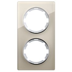 Рамка OneKeyElectro вертикальная стеклянная двойная, цвет бежевый