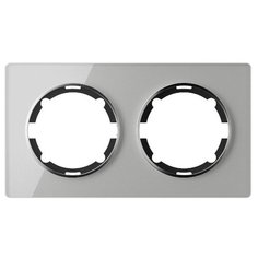 Рамка OneKeyElectro горизонтальная стеклянная двойная, цвет серый