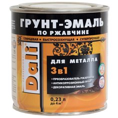 ГРУНТ- ЭМАЛЬ ПО РЖАВЧИНЕ "DALI" 3 В 1 ЗЕЛЕНАЯ (RAL 6029) 0,23 Л (6) "РОГНЕДА"