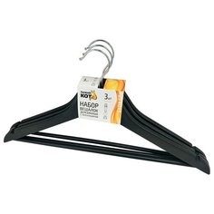 ВЕШАЛКИ-ПЛЕЧИКИ ДЛЯ ОДЕЖДЫ ДЕРЕВ., С ПЕРЕКЛАДИНОЙ (НАБОР 3 ШТ.) ЧЕРНЫЙ (1/32) "РЫЖИЙ КОТ"