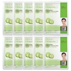 Маска косметическая для лица Dermal коллагеновая, с экстрактом огурца 10шт